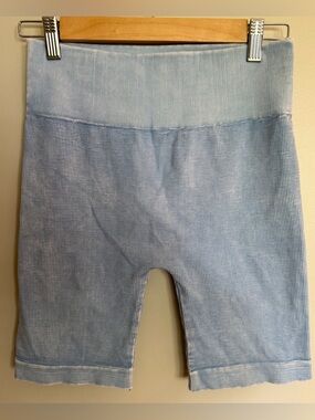 Nikibiki Ribbed Biker Shorts Light Blue High Waist Seamless OS